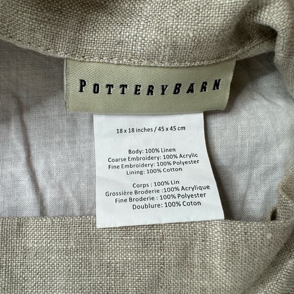 POTTERY BARN Vintage Santa Embroidered Crewel Pillow Cover Case 18x18 #4185398 - Picture 4 of 6